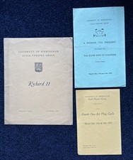 Vintage University Of Birmingham Guild Theatre Group Programmes x 3 1950’s 