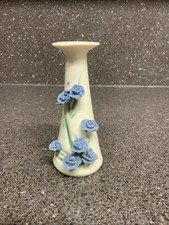 Chessell Pottery IOW Small handmade Posey Pot Blue Flowers Uk Only.