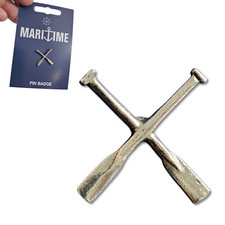 Crossed Oars Pin Badge Pewter
