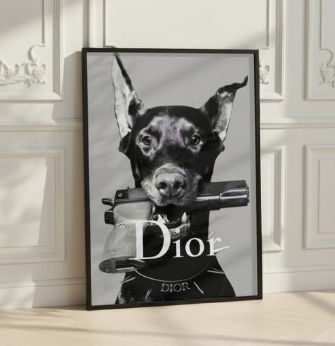 Dior dog wall art black - dog, &