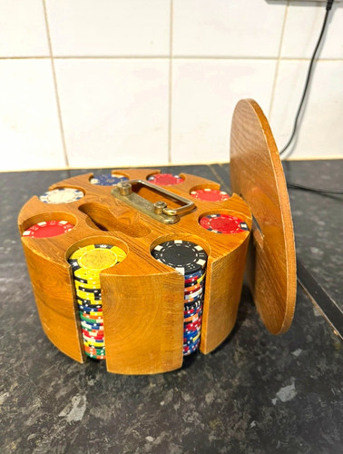 Vintage wooden rotating - , poker