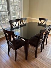 7-piece Breakfast Dining Set Granite Table Top With Six Chairs