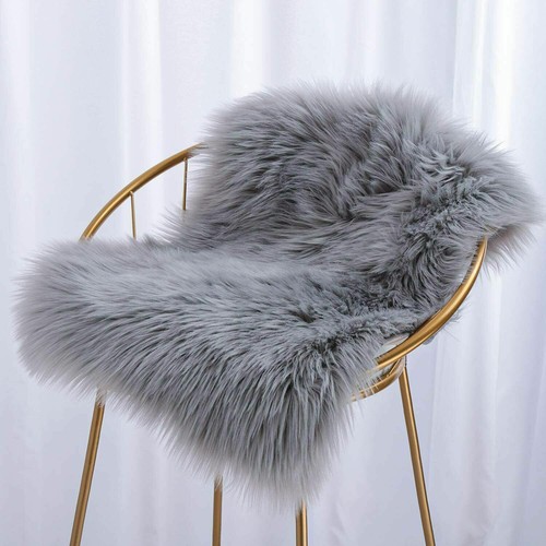 Grey square fluffy faux - grey,