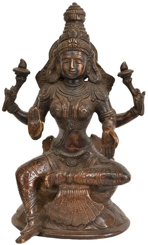 Brass hindu goddess - brass, four-armed