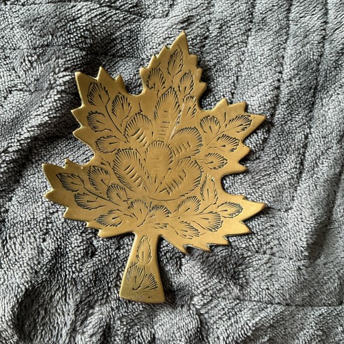 Vintage brass maple leaf - vintage,