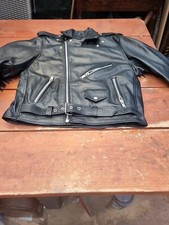 offtrack leathers tassel Heavy Leather  Motorbike Jacket black vintage 