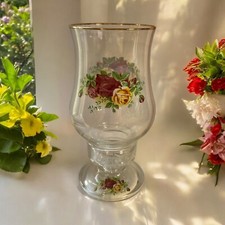 Royal Albert Old Country Roses Glass Hurricane Candle Holder Lamp (B)