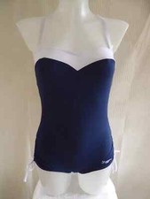 Zoggs CR25 navy/white low leg adjust strap swimming costume Bust 34" Size 10