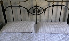 Bedeck of Belfast Pillowcases Pair of Standard Navy Blue Striped 