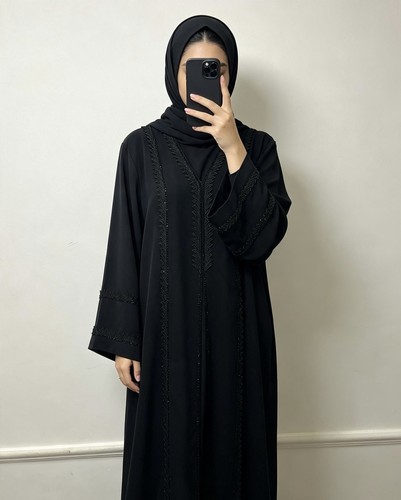 Embellished black abaya size - embellished,