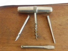 VINTAGE BRITISH MADE CHROMED CASED MULT TOOL CORKSCREW, GIMLET AWL SCREWDRIVER