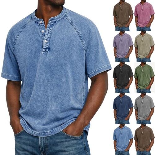 Men button tops denim - denim, short