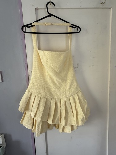 Yellow mini dress - halter, neck