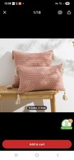 2 New lovely quality SQUARE coral-cream tassle cushion covers size 17"x 17" Look