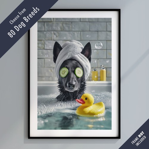 Funny dog bath print - dog, –
