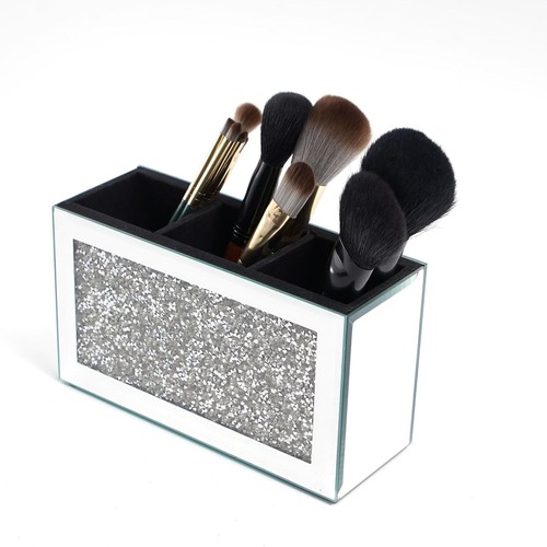 Mirrored makeup brush holder - makeup,
