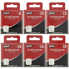 Wholesale Job Lot DNA Eyed Hooks Barbless 60 Packs Hooks Size 8 10 12 14 16 18