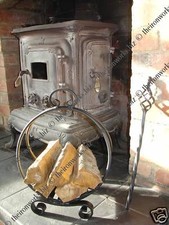 METAL WROUGHT IRON LOG BASKET HOLDER & FIRE POKER HAND CRAFTED