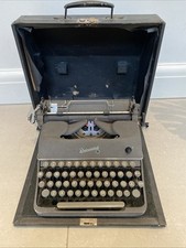 Rheinmetall Typewriter Grey In Black Case - Needs Some TLC