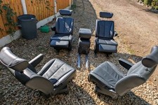 4 Black Leather Swivel Captain Seats & Console VW T5 Transit Minibus Camper Van