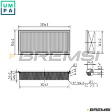 AIR FILTER FA1264 FOR PEUGEOT