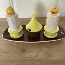 RETRO VINTAGE CARLTON WARE CERAMIC CANDLE DESIGN CRUET SET WITH STAND