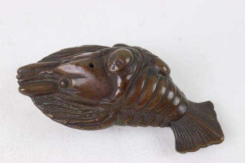 Meiji bronze boy - , riding