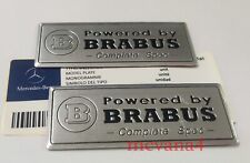 2x Silver Powered by Brabus Side Badge Emblem Sticker Rear Boot Mercedes Benz