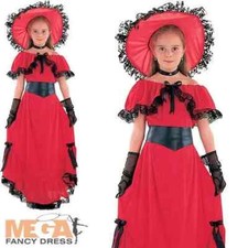 Scarlett O'Hara Girls Fancy Dress World Book Day Wild West Childrens Kid Costume