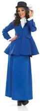 Ladies Blue Victorian Lady & Hat Mary Poppins M 12-14 Fancy Dress Book Day Movie