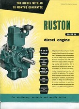 RUSTON & HORNSBY CLASS YB DIESEL ENGINE BROCHURE . ORIGINAL FACTORY ITEM 1956