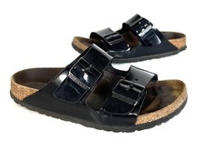Ladies BIRKENSTOCK ARIZONA Black Patent Double Strap Sandals Size UK 5.5 eu39
