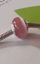 Truth pk Charm Pink Glass 925  sterling Silver bead