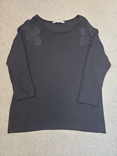 Ladies black top with rose - ladies,