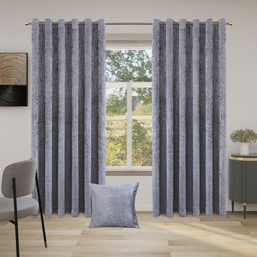 Crushed velvet curtains pair - crushed,