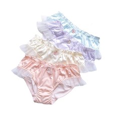 Women’s Lace Ruffle Knickers – Milk Silk Frilly Lolita Bikini Undershirt (1/4)