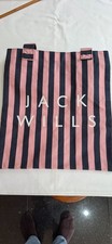 Jack Wills Pink & Navy Blue Striped Canvas Tote Bag