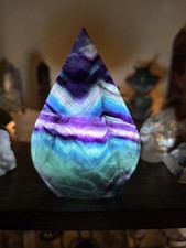 Incredible High Quality Rainbow Fluorite Teardrop Crystal Carving,  With Rainbow