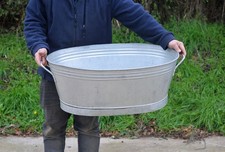 Vintage old metal aluminium bath washing tub bowl 78 cm dog wash