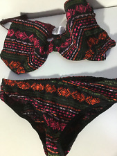 La Senza Bikini Set  Black Pink Aztec Pattern  Top Is 36 Bottom Is Size 36 UK 8