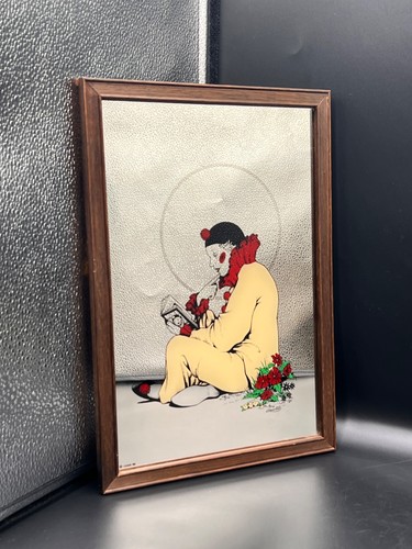 Vintage framed pierrot clown - vintage,