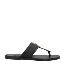 TOM FORD Mens T Sandal Black Leather Thong Gold Accents Flat UK 7 RRP 920