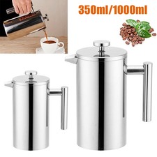 Stainless Steel Cafetiere French Press Filter Tea Coffee Plunger Pitcher 2 Sizes