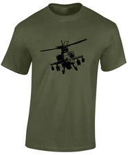 APACHE GUNSHIP SILHOUETTE MENS T SHIRT COOL RAF AIR FORCE HELICOPTER ARMY DESIGN