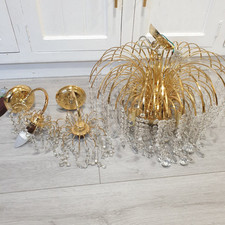 Vintage French Style Crystal Chandelier Ceiling Light Waterfall Style With Wall