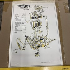 Triumph,poster,original,Tiger T110,engine,pre Unit,1957, Automobilia,motorcycle