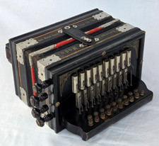 Vintage German Melodion Accordion Chromatic Model Bell Metal Reeds Extra Tone
