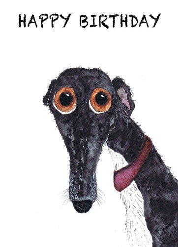 Greyhound birthday card - greyhound,