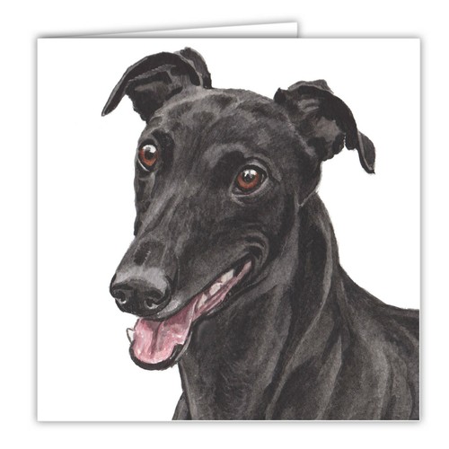Black greyhound greetings - black, card