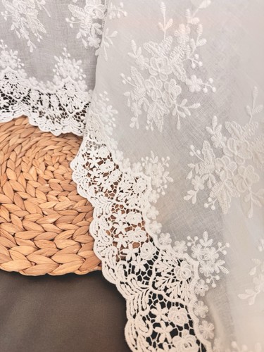 Eyelet lace fabric off white - eyelet, off-white